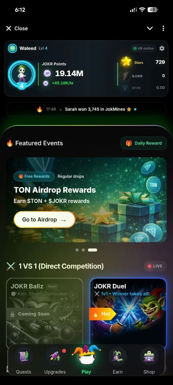 Jok in the Box — Telegram app screen 1