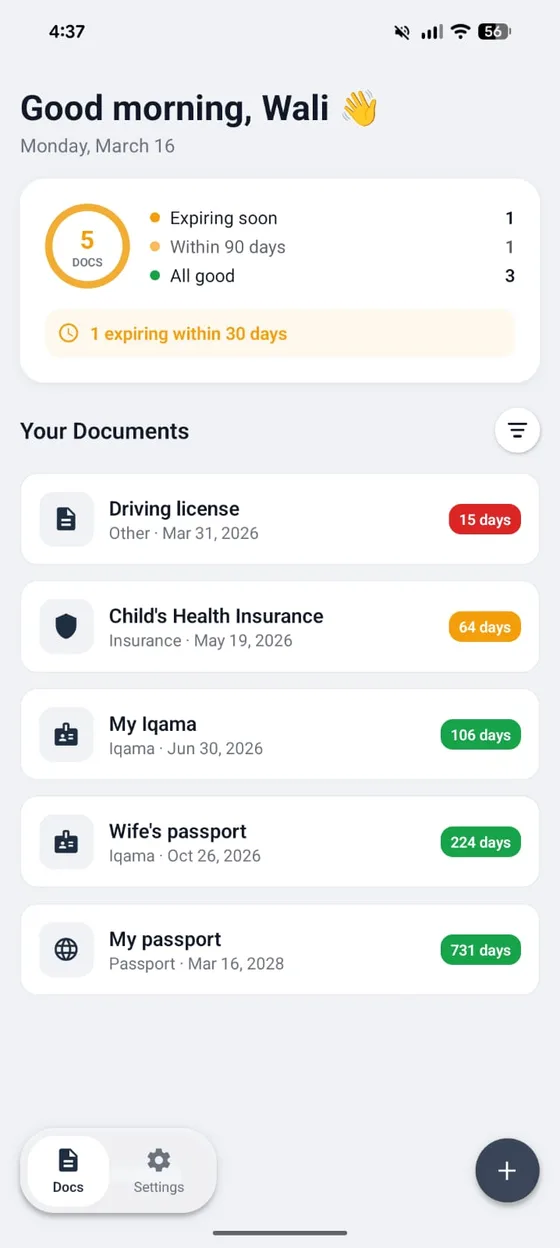 WeyDocs document tracker app