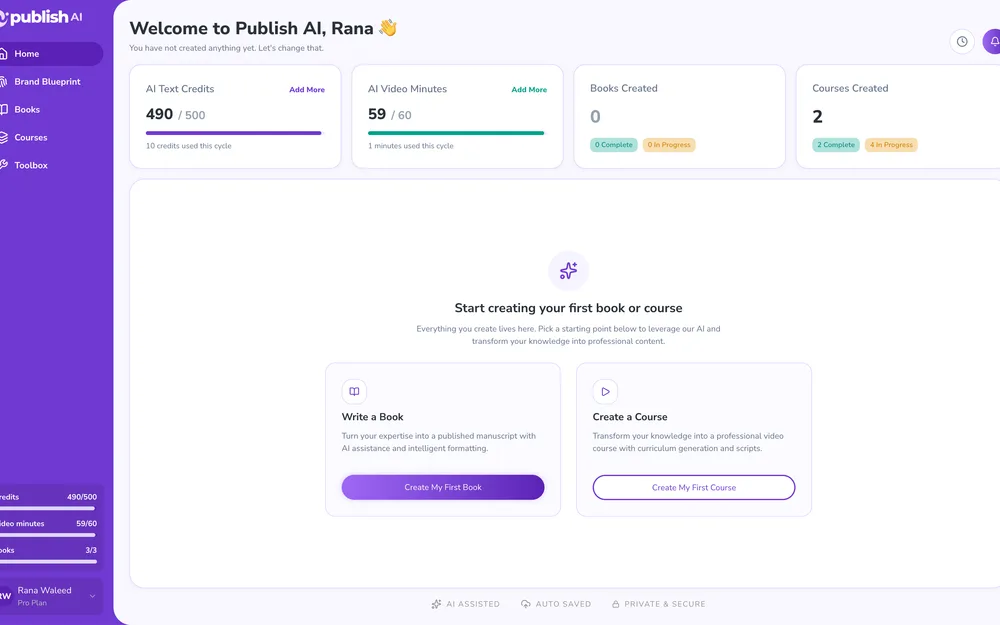 PublishAI — AI content and course creation platform